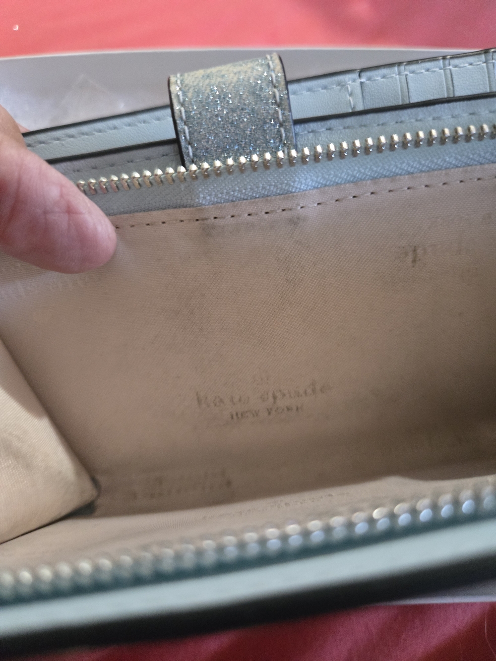 kate spade Glitter Fold Wallet in Sparkling Blue - Picture 5 of 9